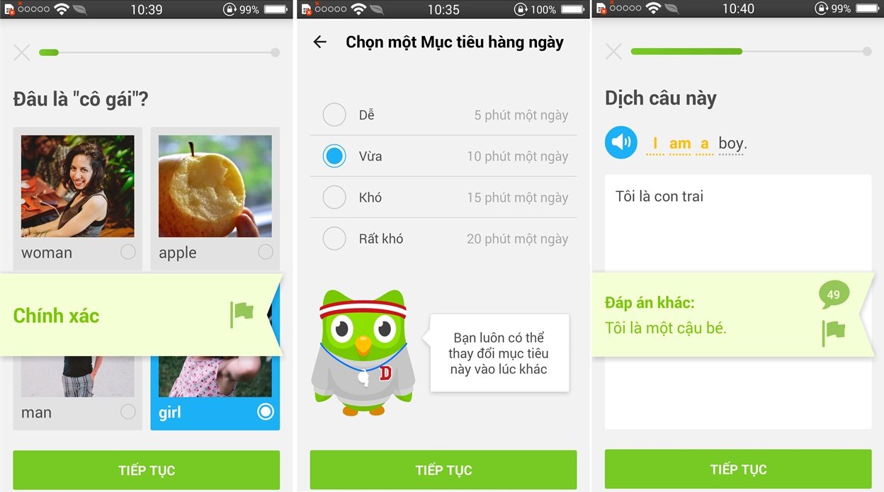 ung dung hoc tu vung tieng anh mien phi duolingo